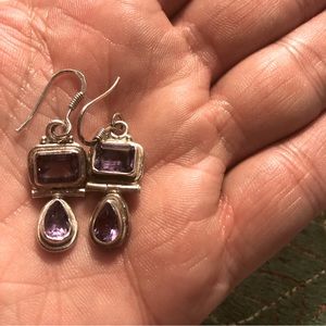 Sterling silver amethyst wire earrings